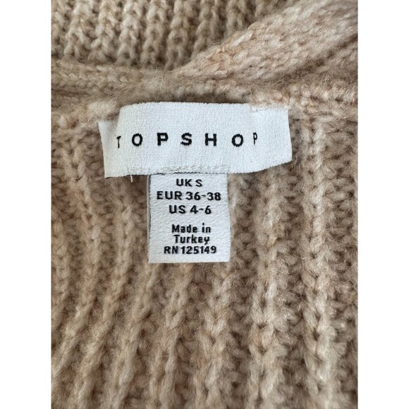 TOPSHOP Oatmeal Beige Oversize Open Front Long Maxi Cardigan Womens Size 4-6 - Picture 6 of 7